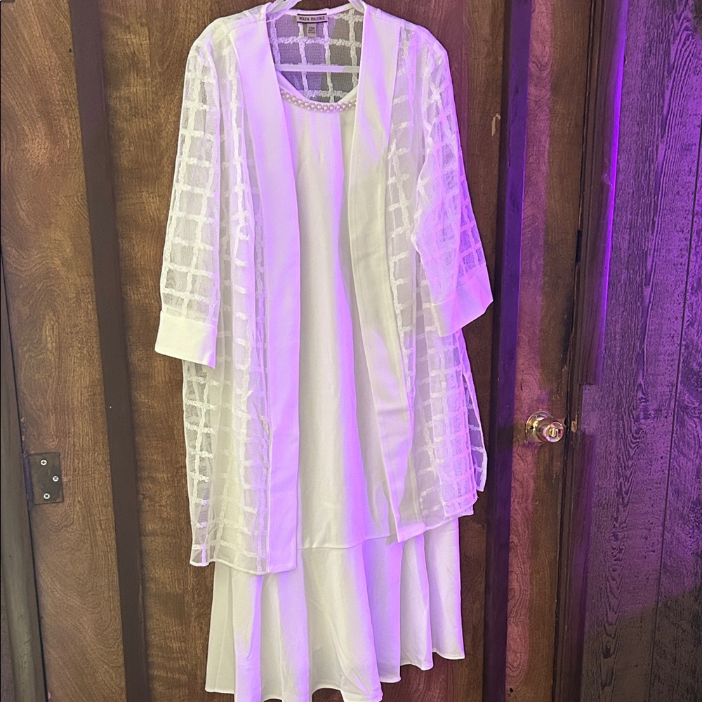 Elegant White Midi Dress with Sheer Overlay